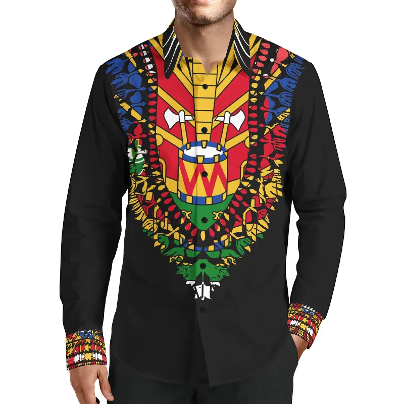 TMMG LUXURY HAITIAN FLAG INSPIRED DASHIKI DRESS SHIRT