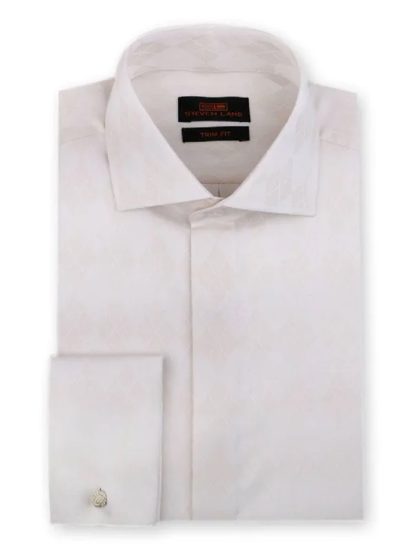 Tailored Fit French Cuff Wide Spread Collar Shirt for Men | Cream