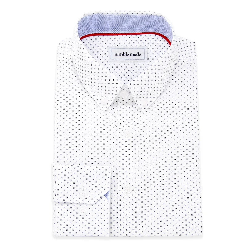 White Patterned Button Down Dress Shirt | The Melati