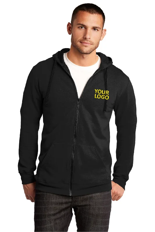 District Young Mens Concert Full-Zip Hoodies, Black