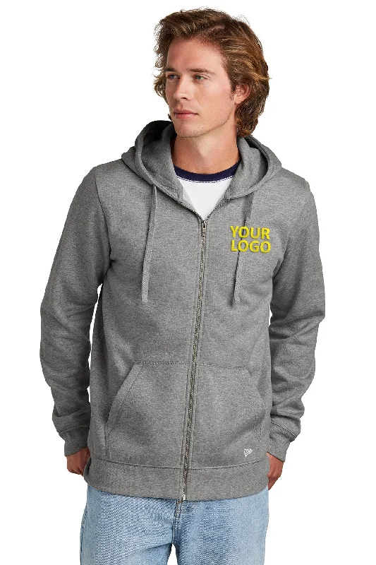 New Era Comeback Fleece Full-Zip Custom Hoodies, Dark Heather Grey