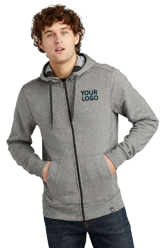 New Era French Terry Custom Zip Hoodies, Light Graphite Twist