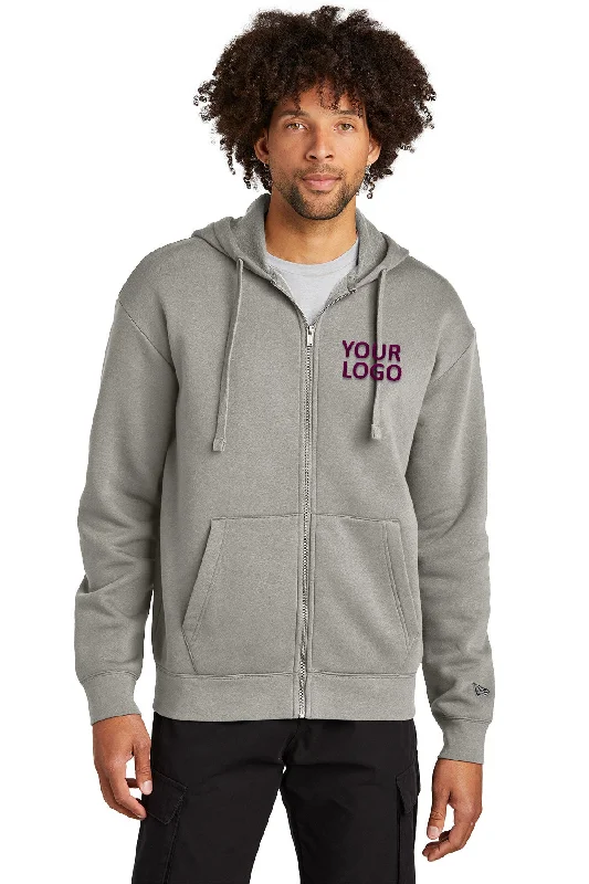 New Era Heritage Fleece Full-Zip Custom Hoodies, Rainstorm Grey