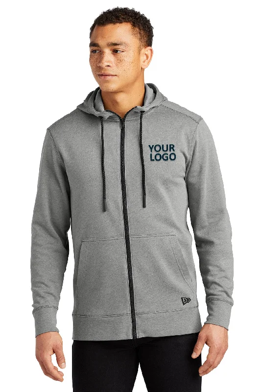 New Era Tri Blend Fleece Custom Zip Hoodies, Shadow Grey Heather