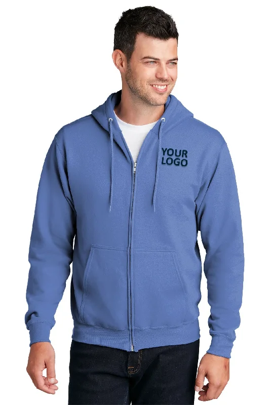 Port & Company Core Fleece Custom Zip Hoodies, Carolina Blue