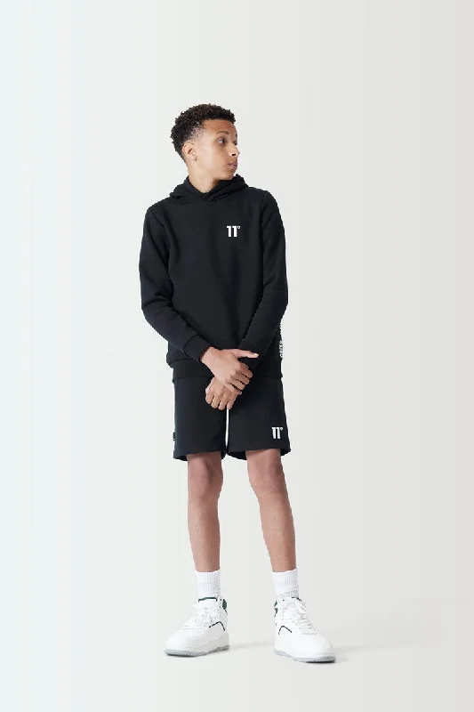 Junior Text Panel Cut and Sew Hoodie - Black