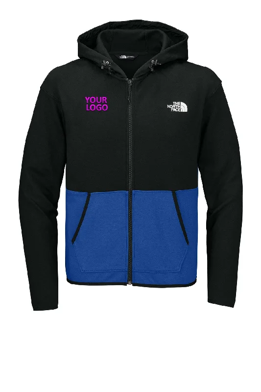 North Face Double-Knit Zip Custom Hoodies, Blue/ Black