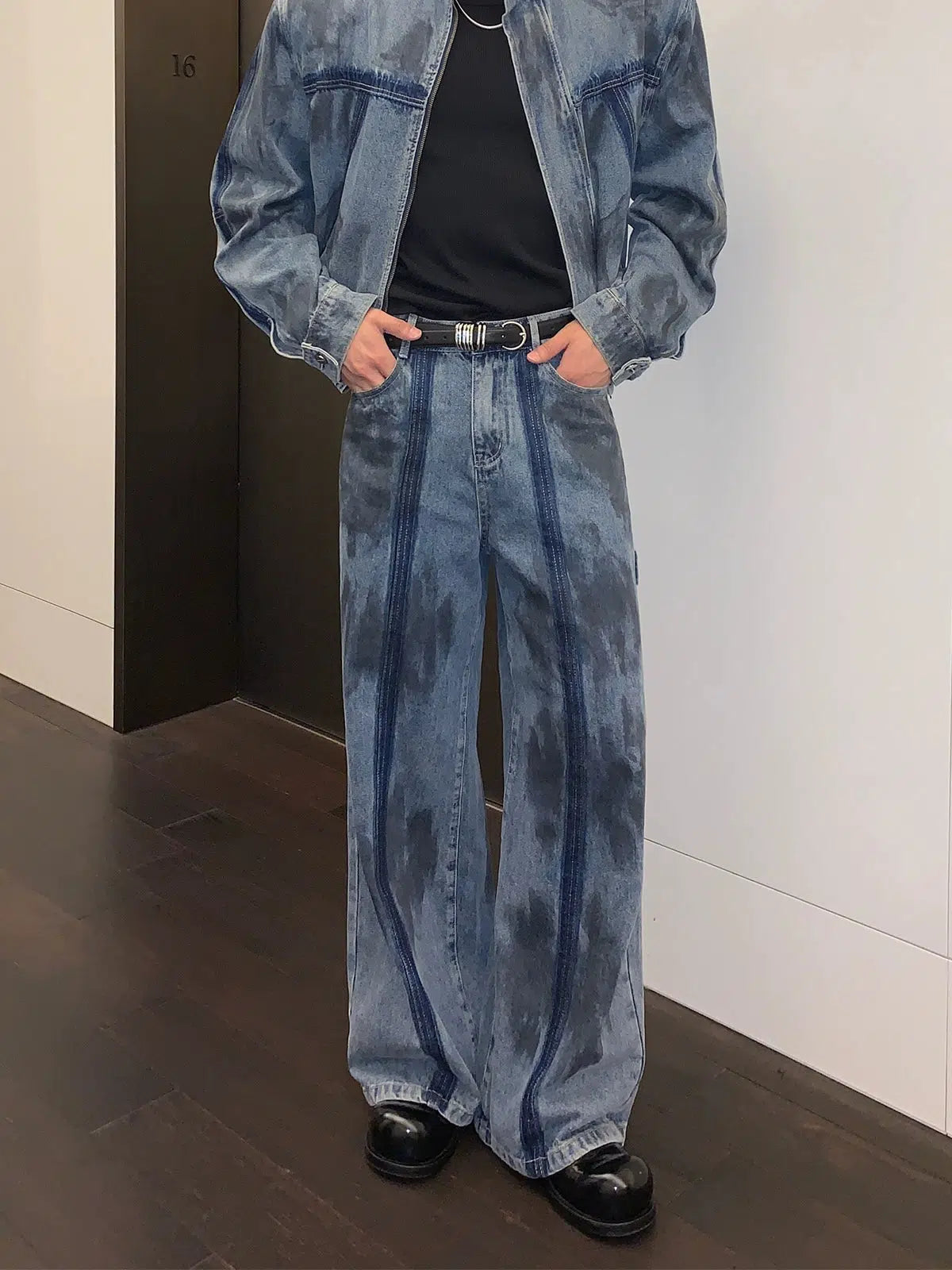 Dirty Dye Deconstructed Wide-leg Jeans