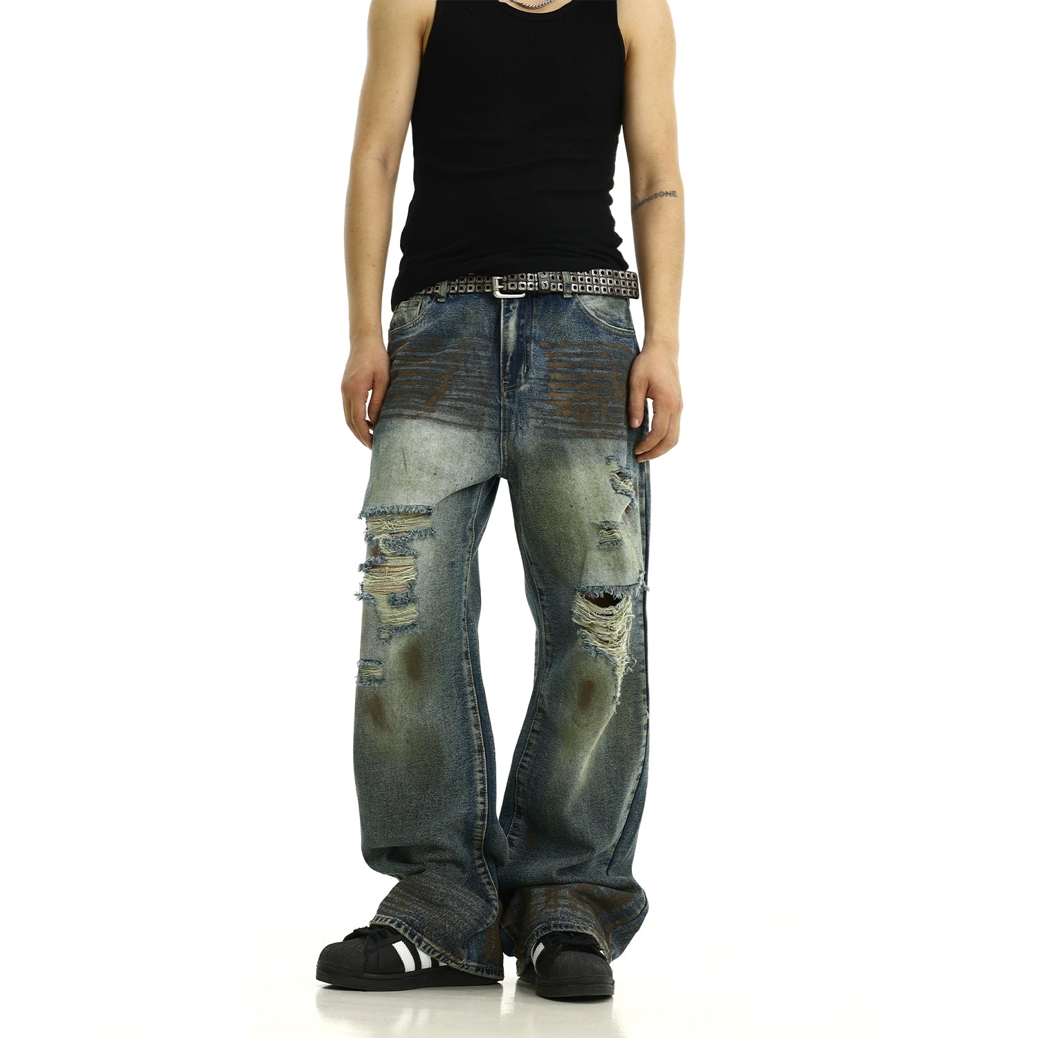 Distressed Rips Baggy Jeans