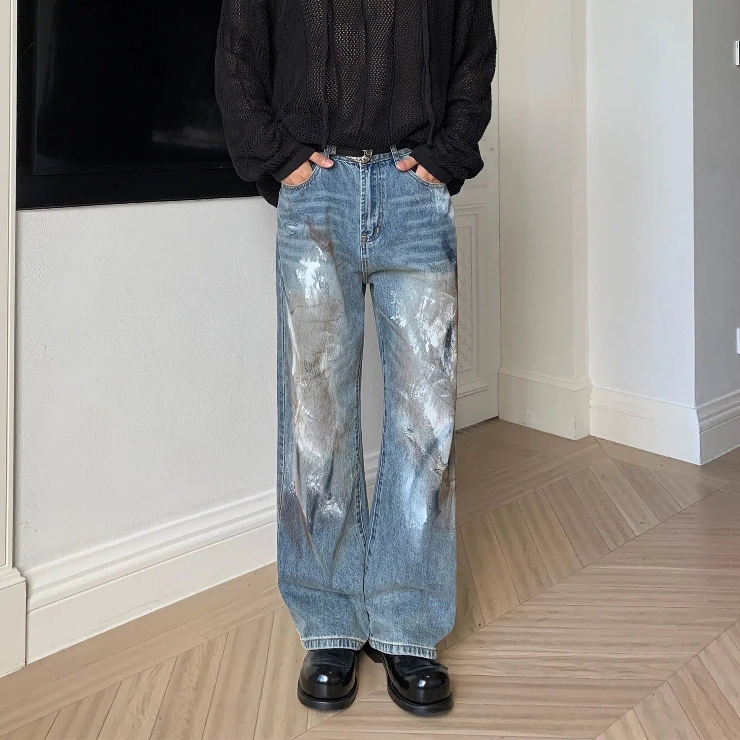 Distressed Spray Paint Jeans