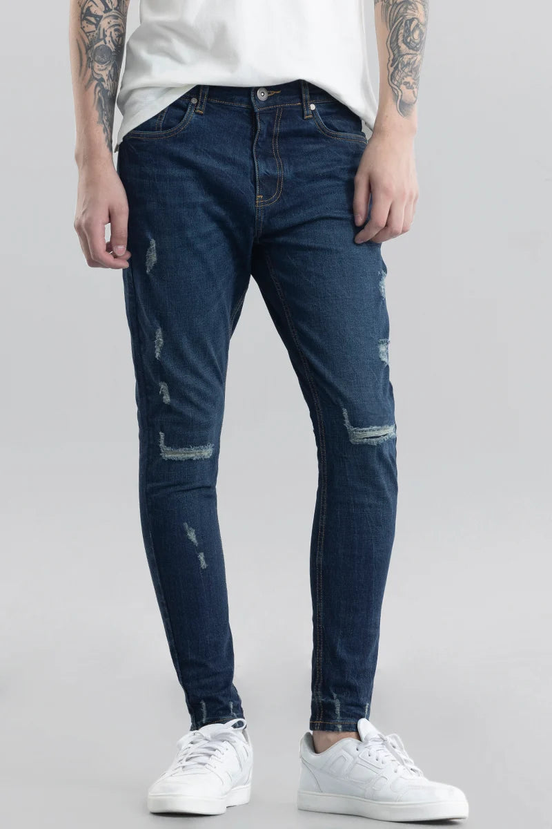 Ilaria Dark Blue Distressed Skinny Fit Jeans