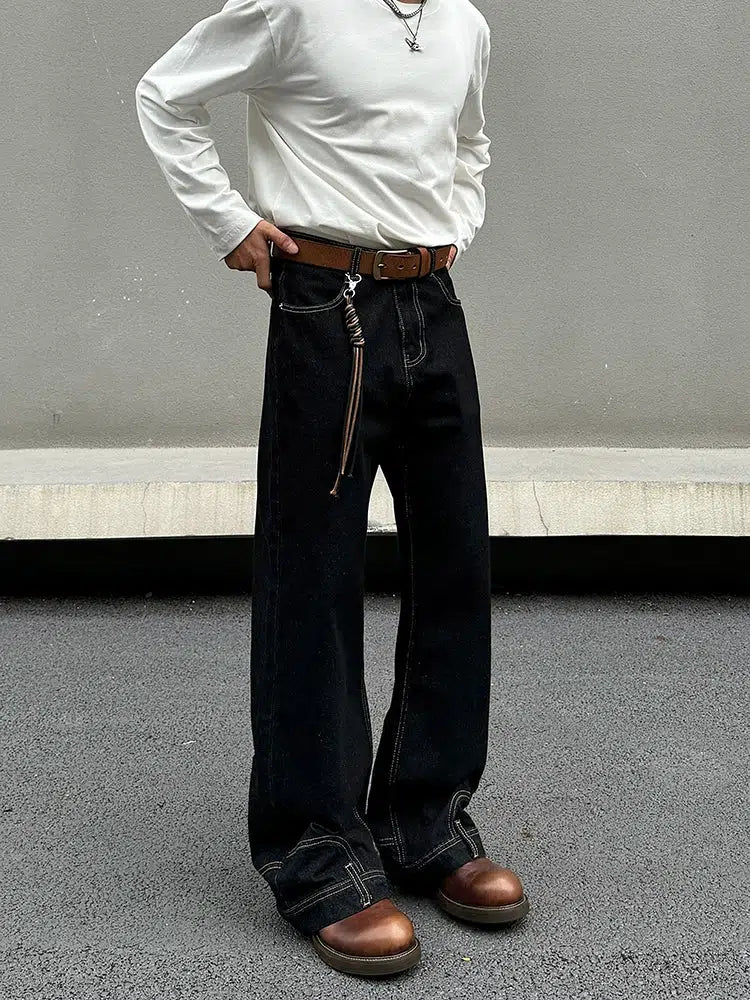 Inverted Wide-Leg Denim Pants