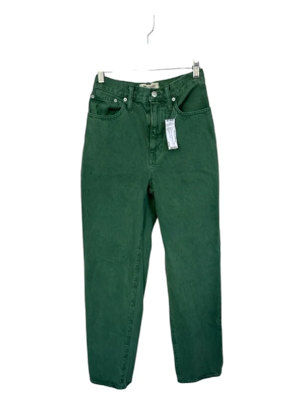 Madewell Size 25 Green Cotton High Waist Wide Leg Jeans