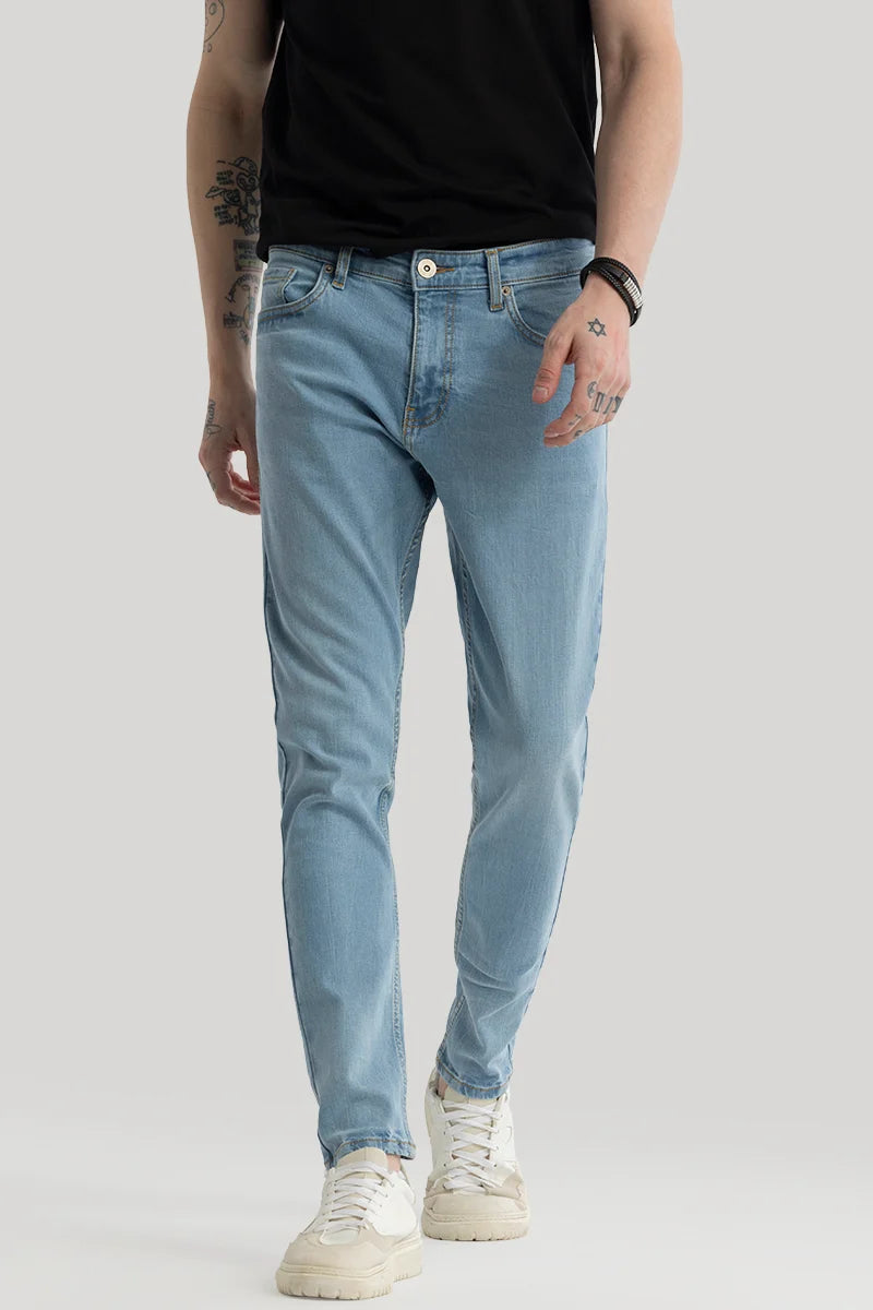 Phantom Light Blue Plain Skinny Fit Jeans