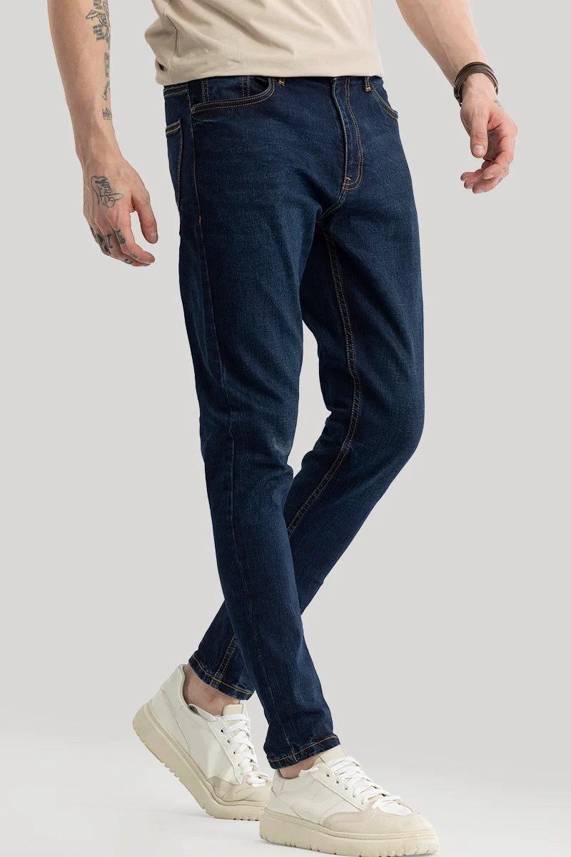 Phantom Navy Plain Skinny Fit Jeans