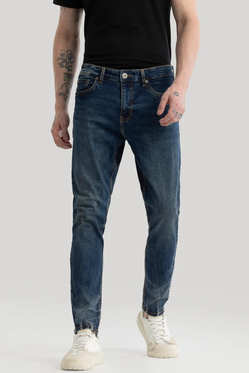 Phantom Prussian Blue Plain Skinny Fit Jeans