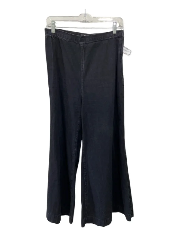 Rachel Comey Size 6 Black Cotton Denim High Rise Side Zip Wide Leg Culotte Jeans