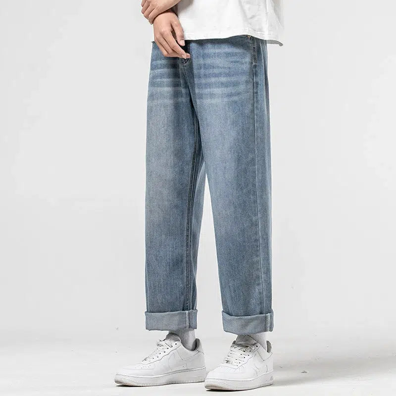 Relaxed Fit Blue Straight-leg Jeans