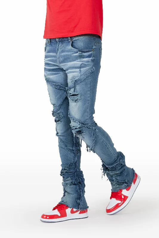 Eben Vintage Blue Super Stacked Flare Jean