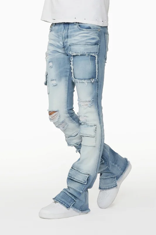 Glenn Blue Stacked Flare Jean