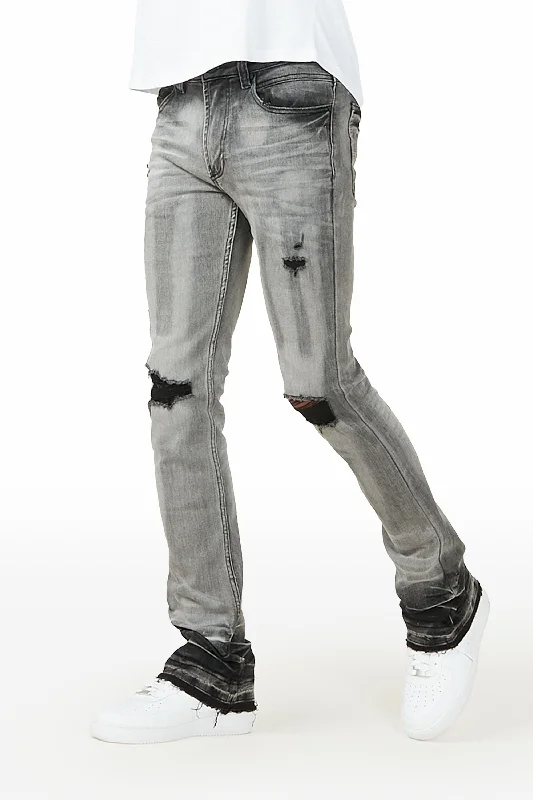 Parq Grey Stacked Flare Jean