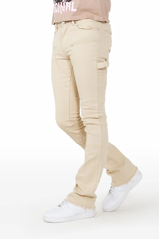 Quartz Beige Stacked Flare Jean