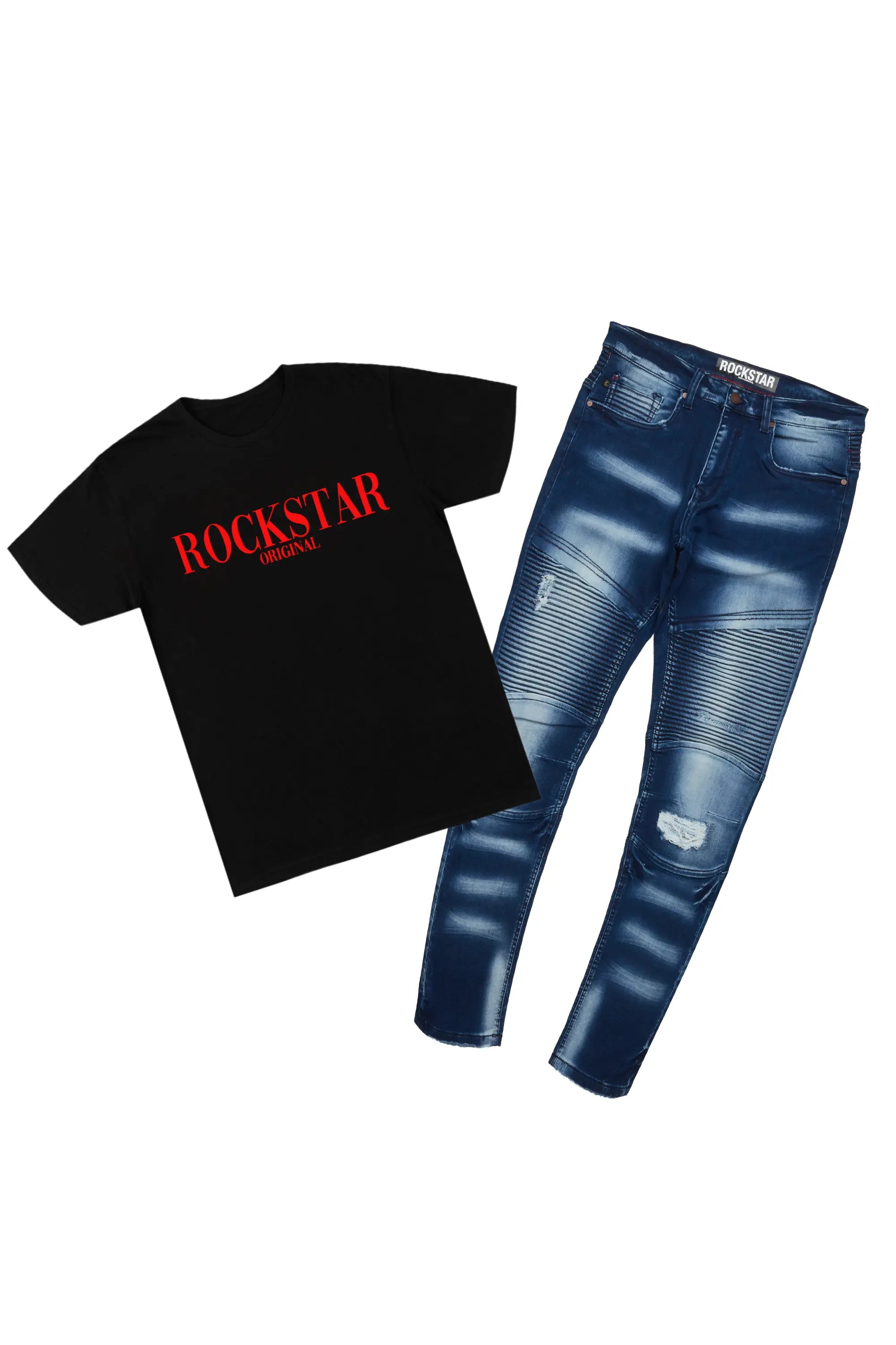 Nathaniel Black/Blue T-Shirt/Jean Bundle Set