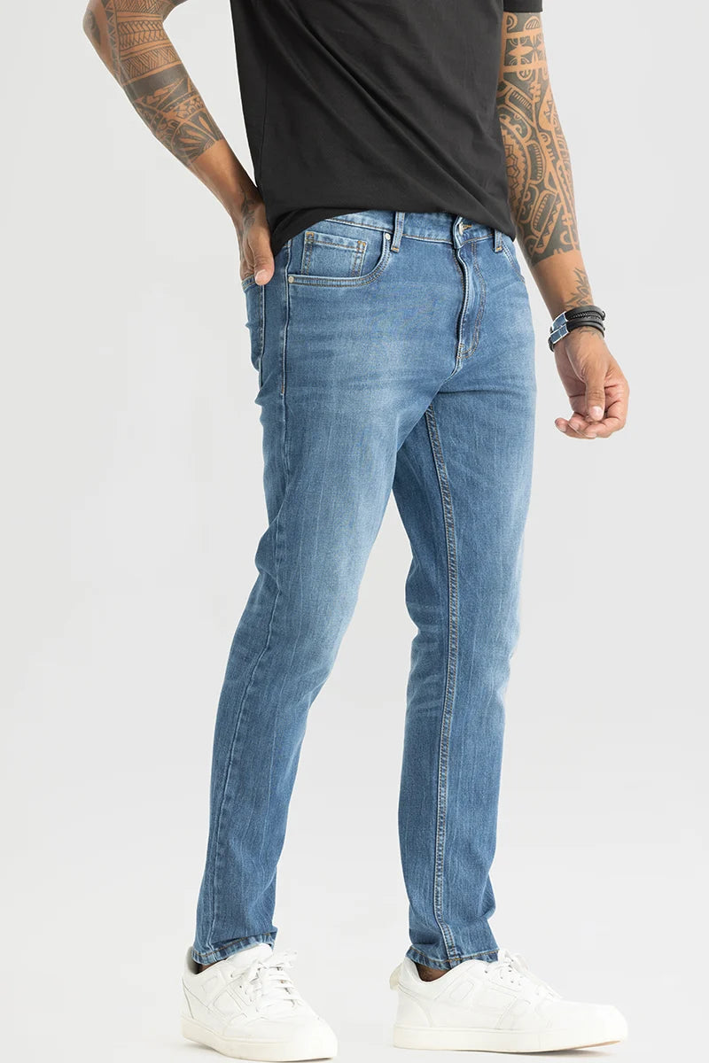 Slick Blue Plain Slim Fit Jeans