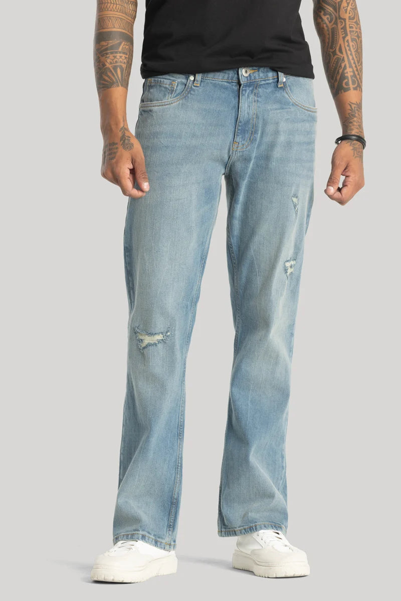 Vanguard Light Blue Distressed Bootcut Jeans