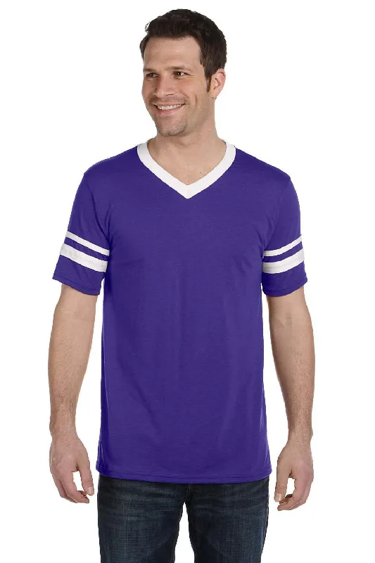 Augusta Sportswear Mens Short Sleeve V-Neck T-Shirt - Purple/White