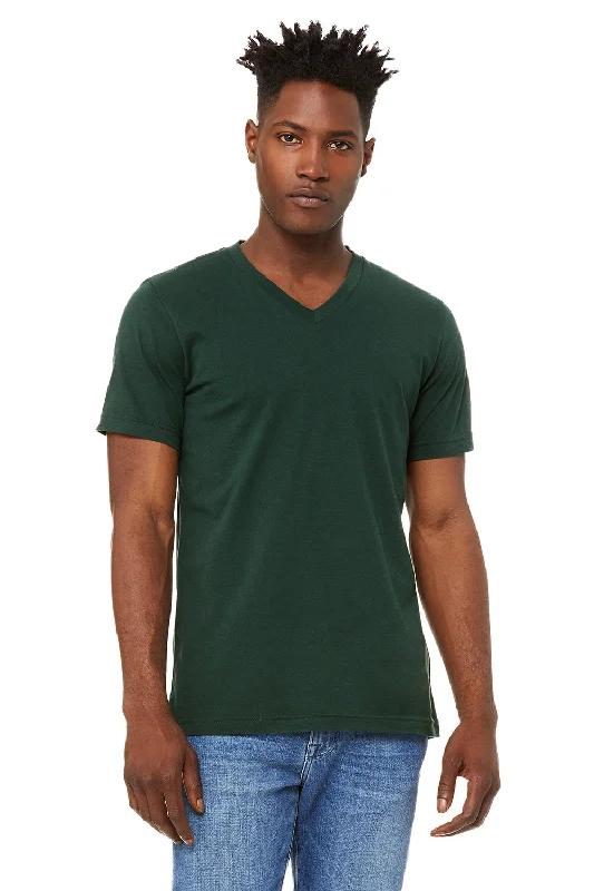 Bella + Canvas Mens Jersey Short Sleeve V-Neck T-Shirt - Forest Green