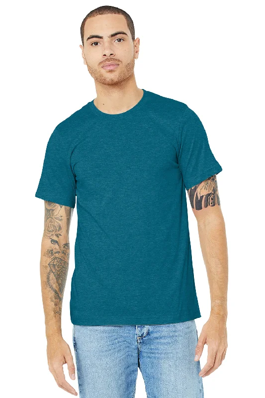 Bella + Canvas Mens Heather CVC Short Sleeve Crewneck T-Shirt - Heather Deep Teal Blue