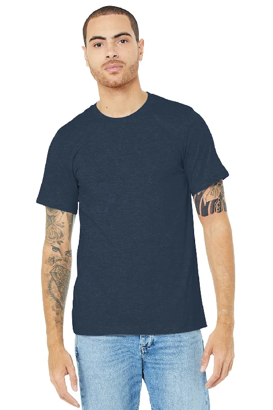 Bella + Canvas Mens Heather CVC Short Sleeve Crewneck T-Shirt - Heather Navy Blue