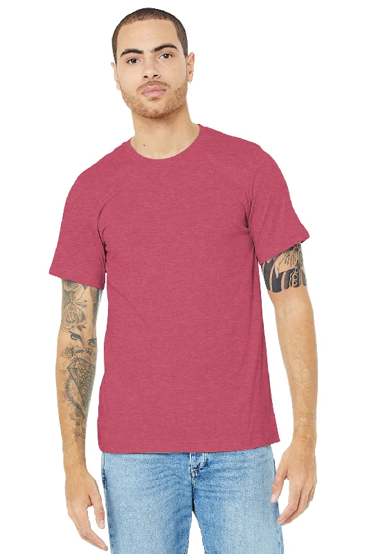 Bella + Canvas Mens Heather CVC Short Sleeve Crewneck T-Shirt - Heather Raspberry