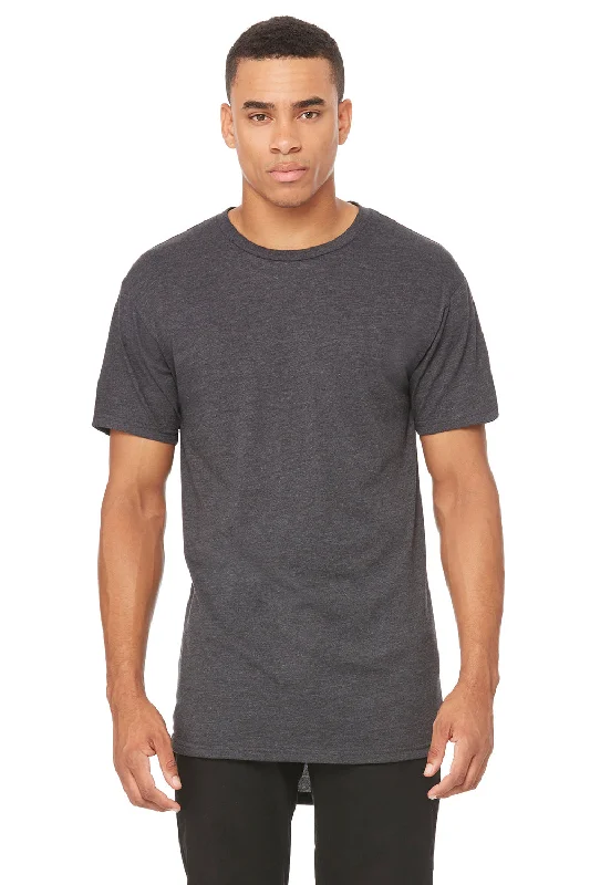 Bella + Canvas Mens Long Body Urban Short Sleeve Crewneck T-Shirt - Heather Dark Grey