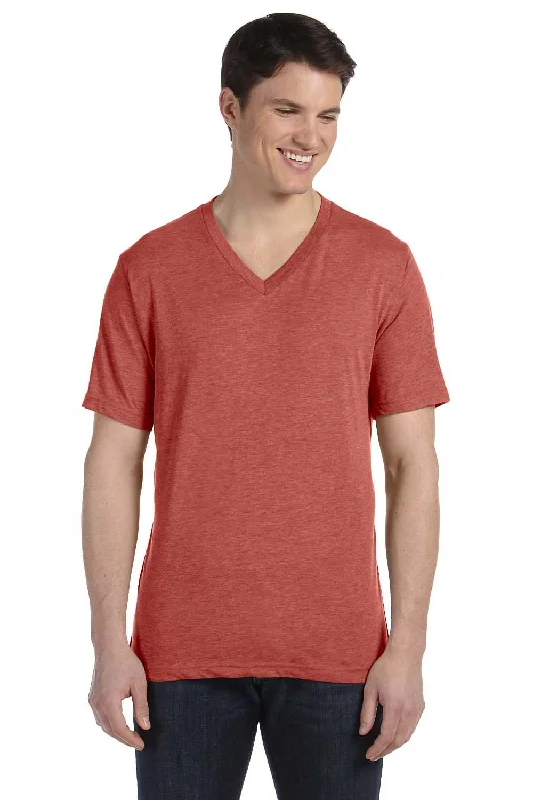 Bella + Canvas Mens Short Sleeve V-Neck T-Shirt - Clay Red