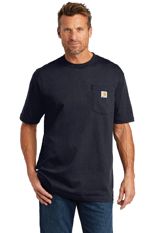 Carhartt Mens Workwear Short Sleeve Crewneck T-Shirt w/ Pocket - Navy Blue