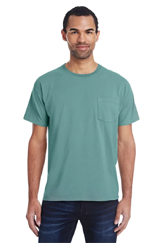 ComfortWash By Hanes Mens Short Sleeve Crewneck T-Shirt w/ Pocket - Cypress Green