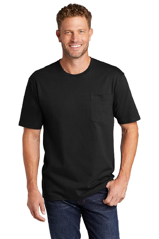 CornerStone Mens Short Sleeve Crewneck T-Shirt w/ Pocket - Black