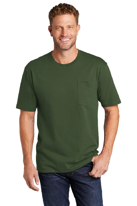 CornerStone Mens Short Sleeve Crewneck T-Shirt w/ Pocket - Dark Green