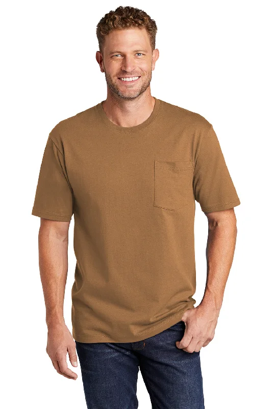 CornerStone Mens Short Sleeve Crewneck T-Shirt w/ Pocket - Duck Brown