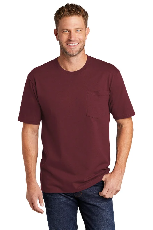 CornerStone Mens Short Sleeve Crewneck T-Shirt w/ Pocket - Maroon