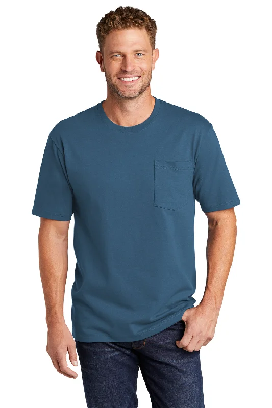 CornerStone Mens Short Sleeve Crewneck T-Shirt w/ Pocket - Regatta Blue