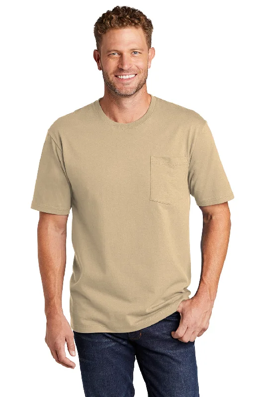 CornerStone Mens Short Sleeve Crewneck T-Shirt w/ Pocket - Tan