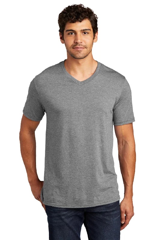 District Mens Perfect Tri Short Sleeve V-Neck T-Shirt - Grey Frost