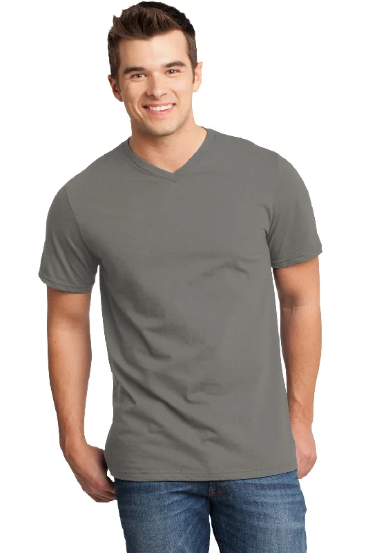 District Mens Very Important Short Sleeve V-Neck T-Shirt - Grey - Closeout