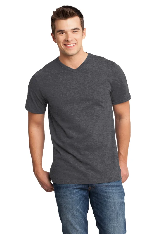 District Mens Very Important Short Sleeve V-Neck T-Shirt - Heather Charcoal Grey