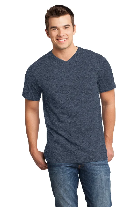 District Mens Very Important Short Sleeve V-Neck T-Shirt - Heather Navy Blue