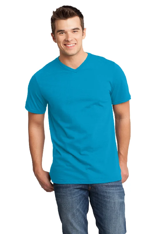 District Mens Very Important Short Sleeve V-Neck T-Shirt - Light Turquoise Blue