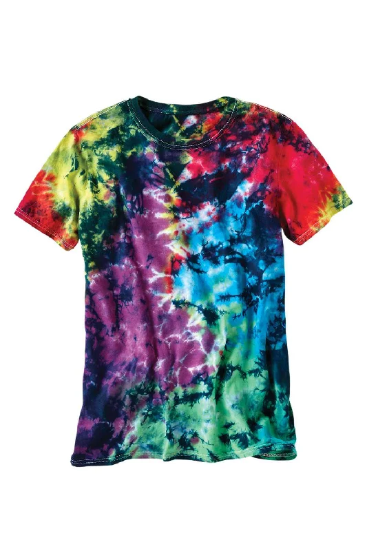 Dyenomite Mens LaMer Over Dyed Crinkle Tie Dyed Short Sleeve Crewneck T-Shirt - Caspian